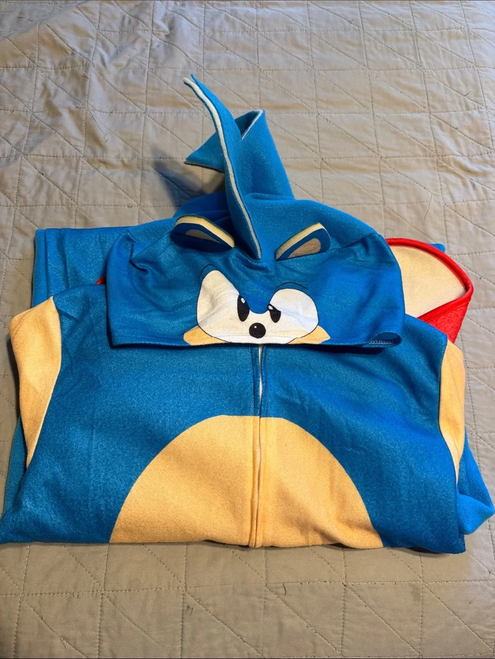SONIC THE HEDGEHOG CHILD OVERSIZED HOODED ZIPPER JUMPSUIT HALLOWEEN COSTUME - Picture 5 of 13